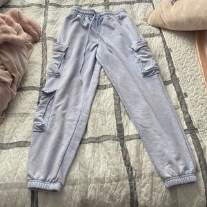 Cute light blue cargo pants cuffed at bottom